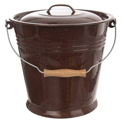 ORION ENAMEL bucket for milk food 10L with lid brown