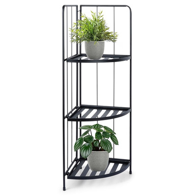 Plant Stand Metal Black Corner 90 cm