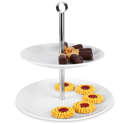 Tier Cake Stand Porcelain White 2-Story 25 cm