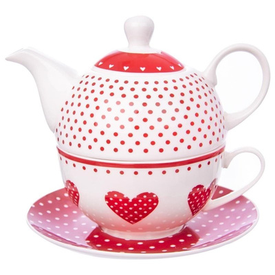 ORION Jug + teacup with saucer HEART DOTS