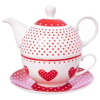 Tea for One Porcelain Hearts TECKA 3 pcs