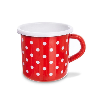 Mug Enamel Red Polka Dots TECKA 400 ml