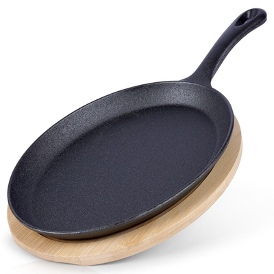 Serving Pan Cast Iron with a Board 24x18 cm