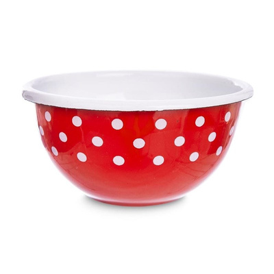 Bowl Enamel Red Polka Dots TECKA 12 cm, 500 ml