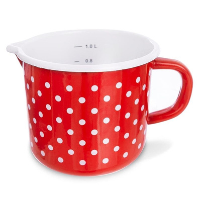 Mug Enamel with a Measure Red Polka Dots TECKA 1,2 l