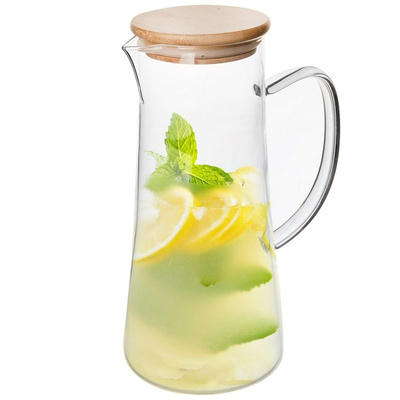 Jug Glass with Bamboo Lid 1,35 l