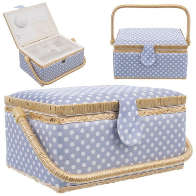 Sewing Box Blue Polka Dots 30x23x16 cm