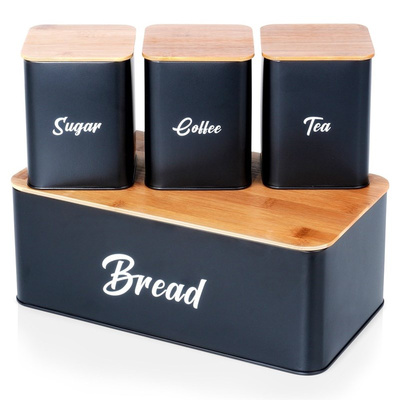 Bread bin and canister set Metal 4 pcs