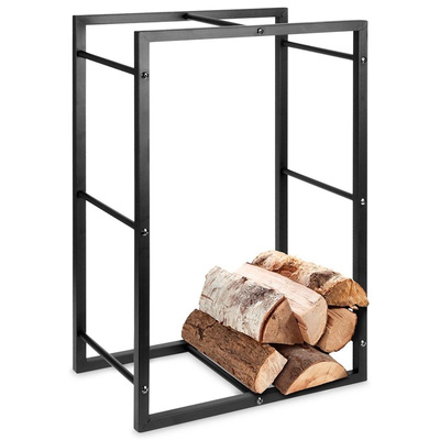 Firewood Log Rack Metal Black 45x28x70 cm