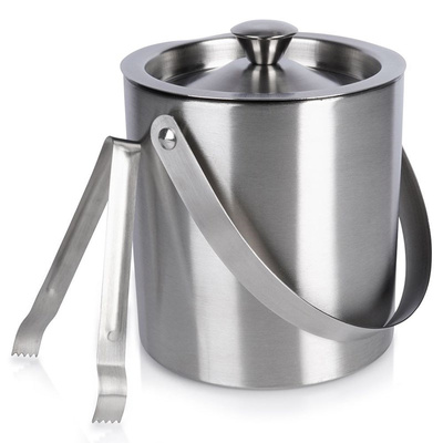 Ice Bucket with Tongs Steel