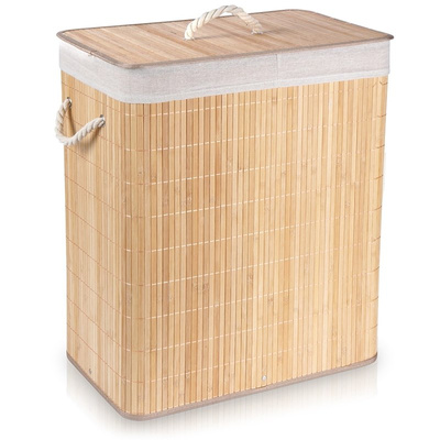 Laundry basket bamboo with 2 Sections 90l