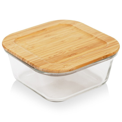 Food Container Glass with Bamboo Lid and Gasket Heat-Resistant Dish ARIZONA 750 ml