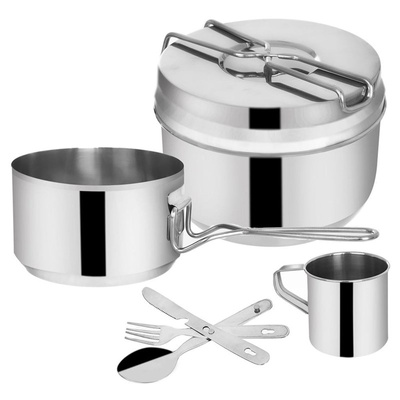 Camping Cookware Steel 1,5 l, 900 ml, 200 ml 7 pcs