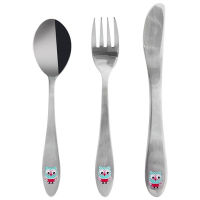 Kids Cutlery Steel OWL 3 pcs