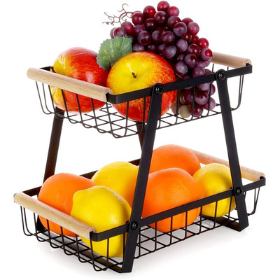 Fruit basket metal 2-tier 28x17.5x21 cm