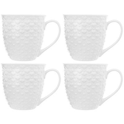 Kubek ceramiczny z uchem do picia kawy herbaty napojów biały zestaw kubków 580 ml 4 szt.