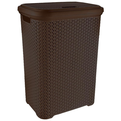 Laundry Basket Plastic Brown 55 l