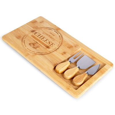 Cheese Board with Knives Bamboo 4 pcs