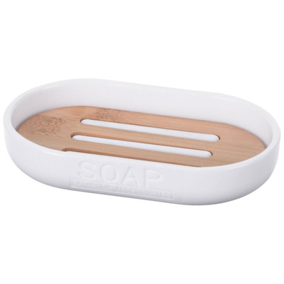 Soap Dish Bamboo White 13x8 cm