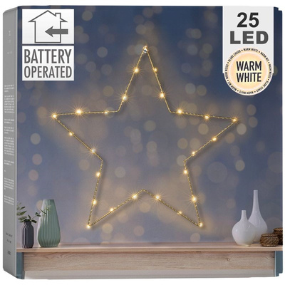 Lighted Star Metal Gold 25 LED 45 cm