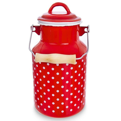 Milk Can Enamel Red Polka Dots TECKA 2 l