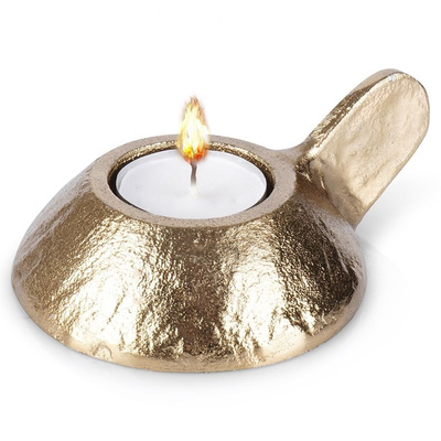 Candle Holder Aluminum Golden 12x9x5 cm