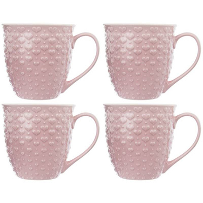 Kubek ceramiczny z uchem do picia kawy herbaty napojów różowy zestaw kubków 580 ml 4 szt.