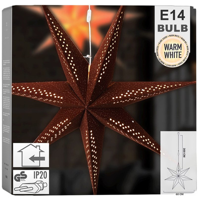 Lighted Star Velvet Brown Hanging 60 cm