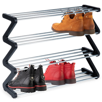 Shoe rack metal black 4-tier 61.5x19x50 cm